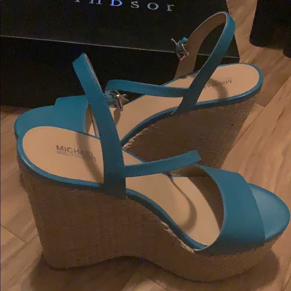 Michael Kors Turquoise Sandal Wedges